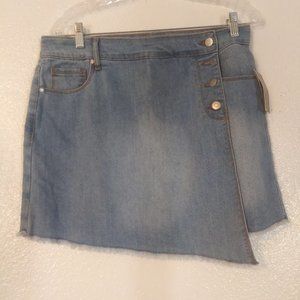 Energie women's size 11 light wash faux wrap skirt